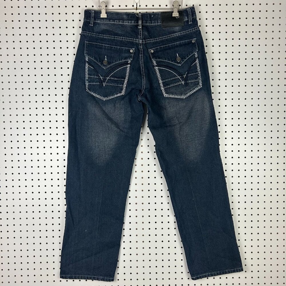 Jean‎ Station Embroidered Y2K Baggy Jeans 32x30 Streetwear Skate Wide Leg Grunge